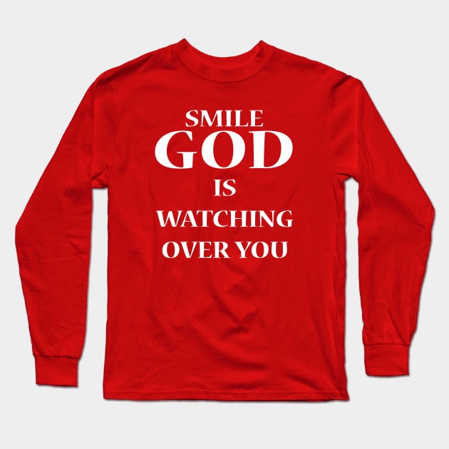 God Is Watching Over You Long Sleeve T-Shirt by JevLavigne